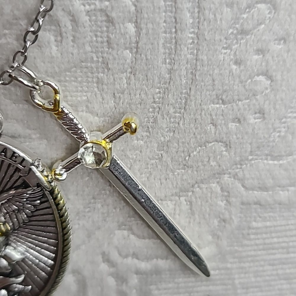 St Michael Archangel Necklace Sword Ephesians 6:10 Armor of God Christian Saint - Picture 7 of 10